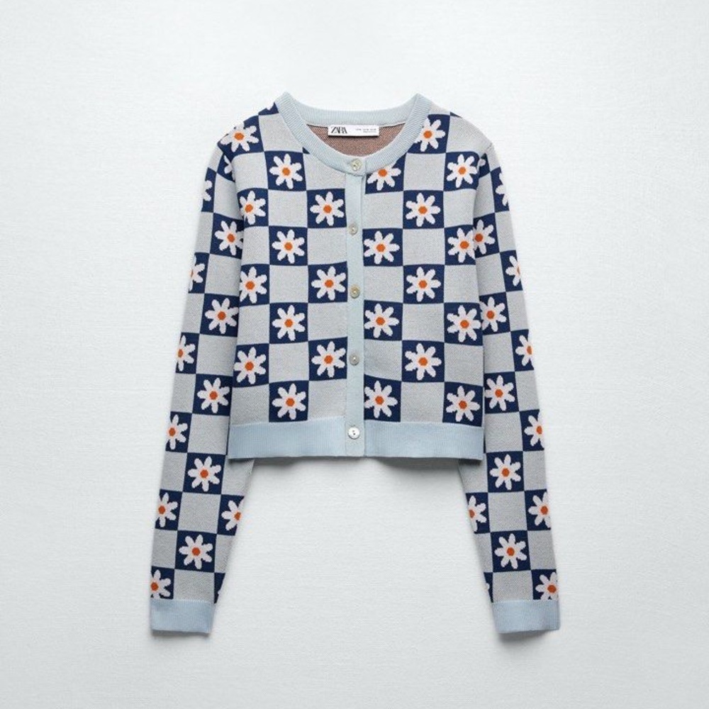 Zara Floral Jacquard Knit Cardigan S - Picture 4 of 6